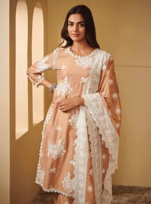 Mulmul Pima Satin Sutlej Brown Kurta With Sutlej Brown Pant