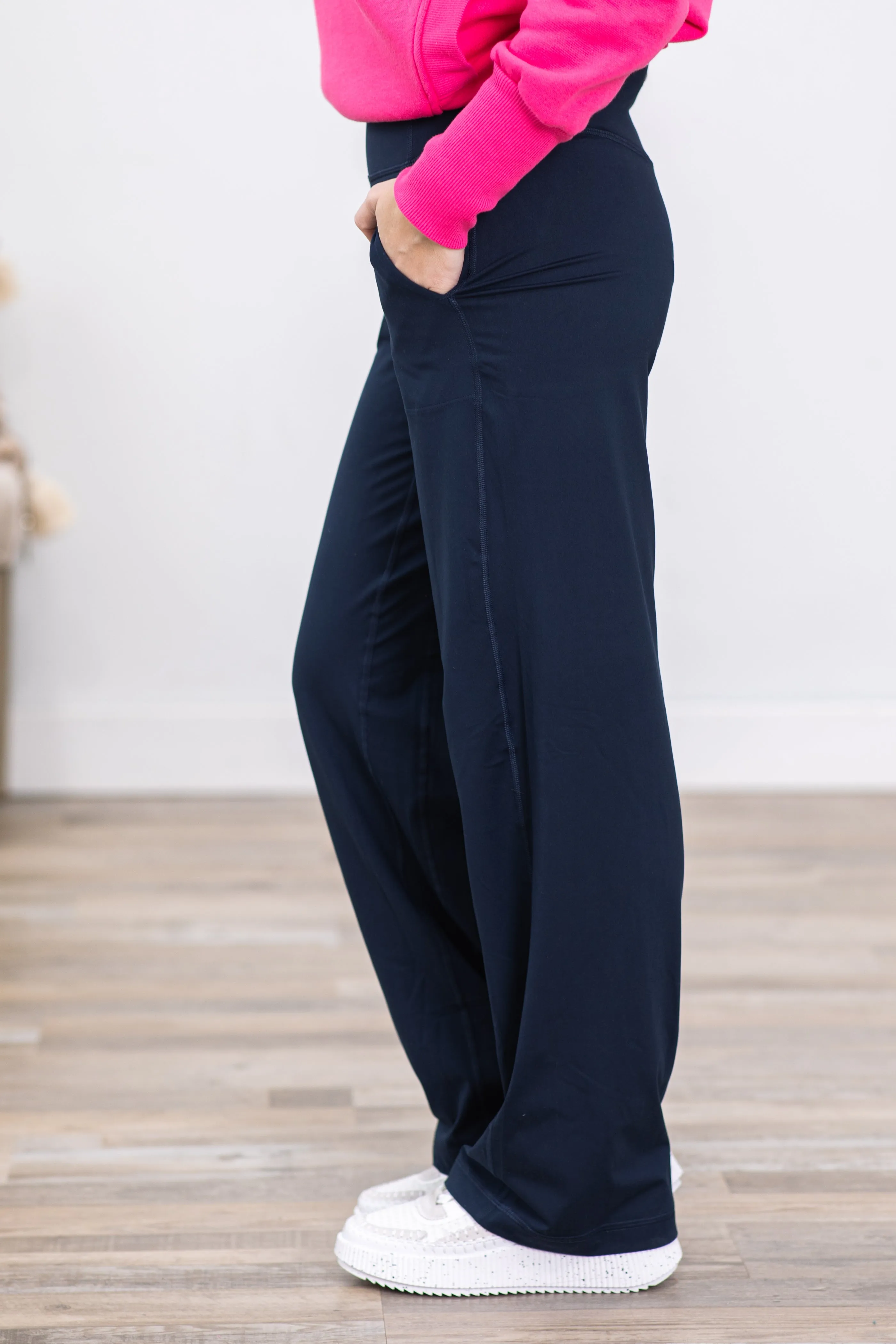 Navy Wide Leg Activewear Pants