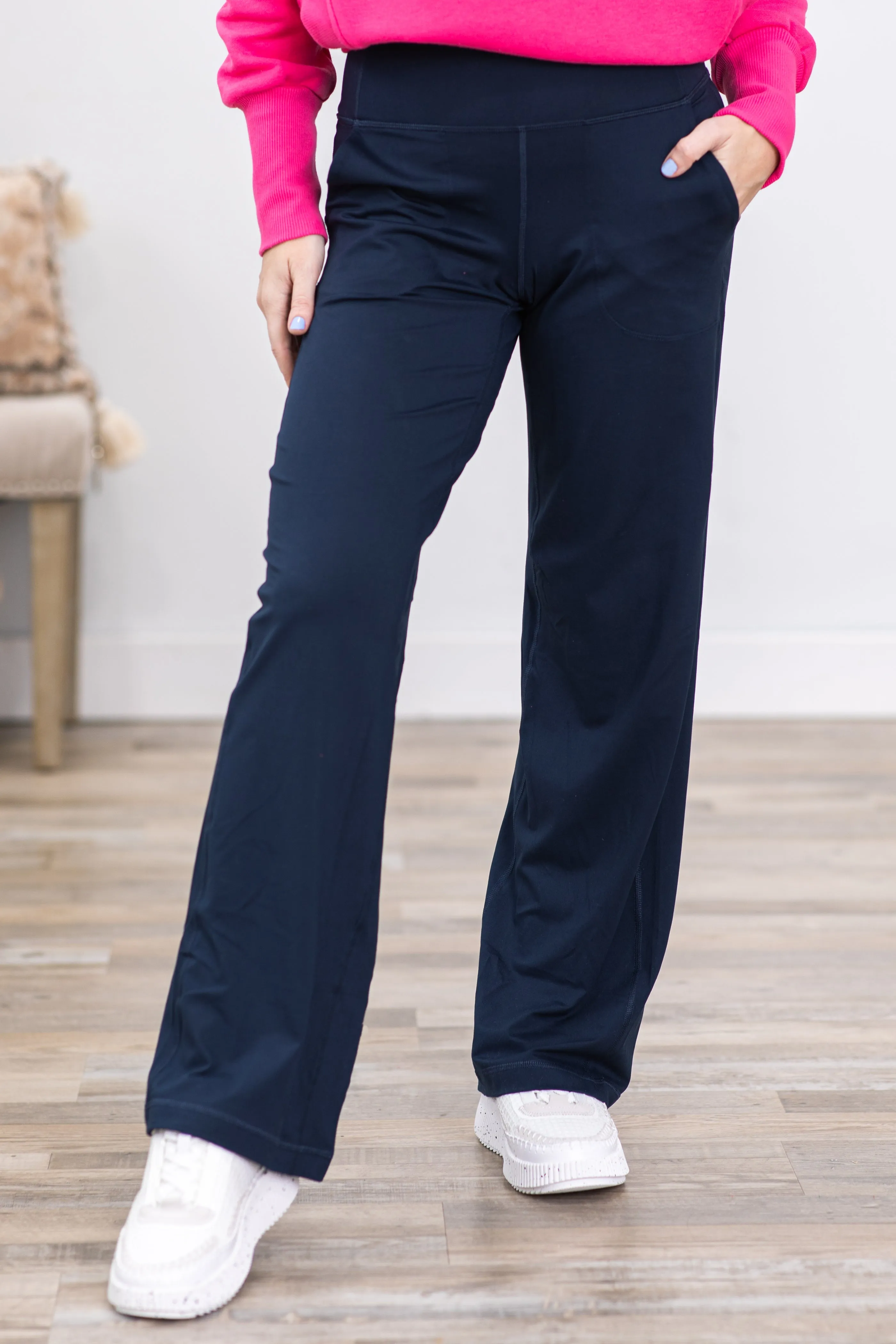 Navy Wide Leg Activewear Pants