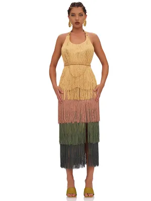 Neme Fringe Midi Dress