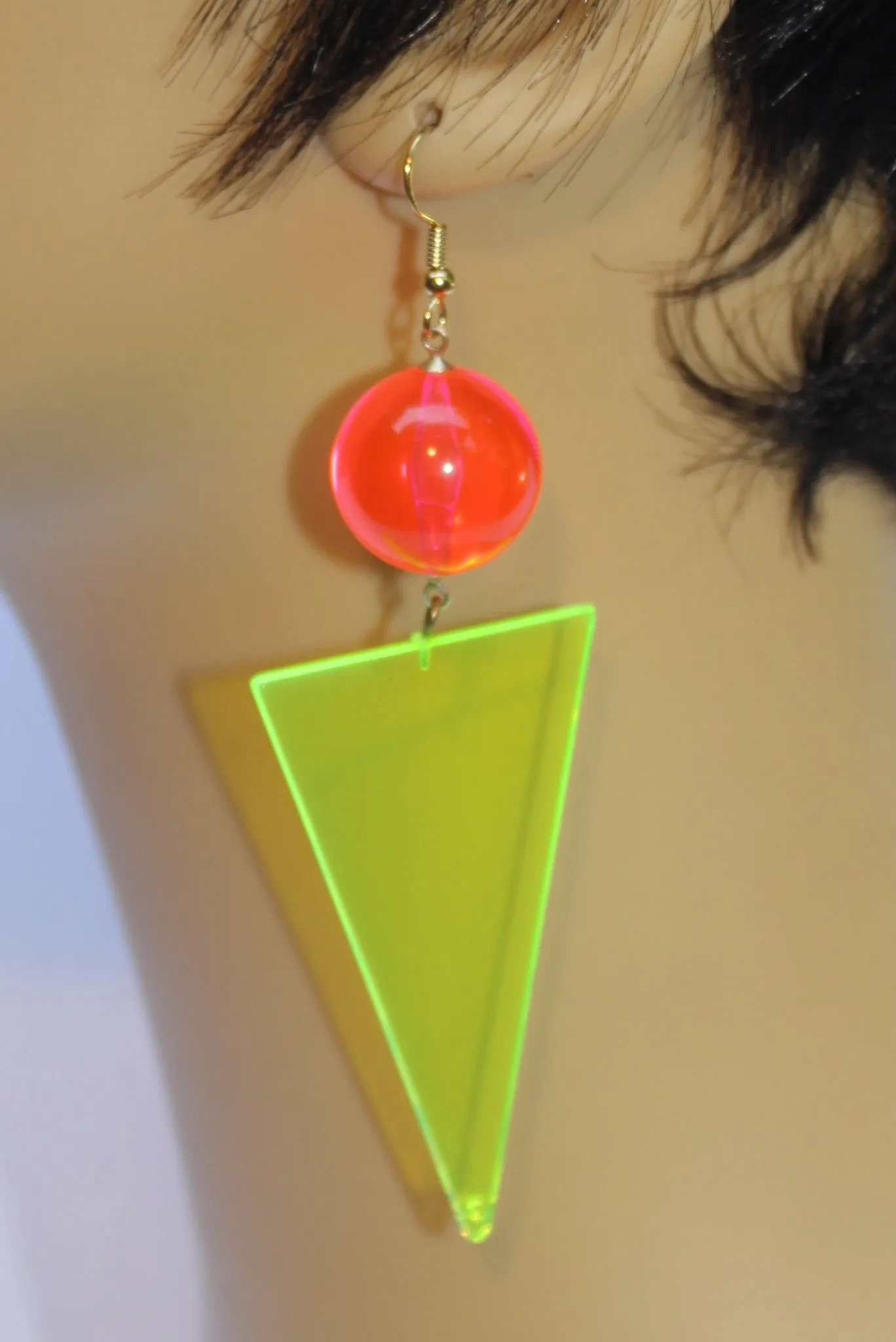 Neon Mod Ball and Triangle Earrings