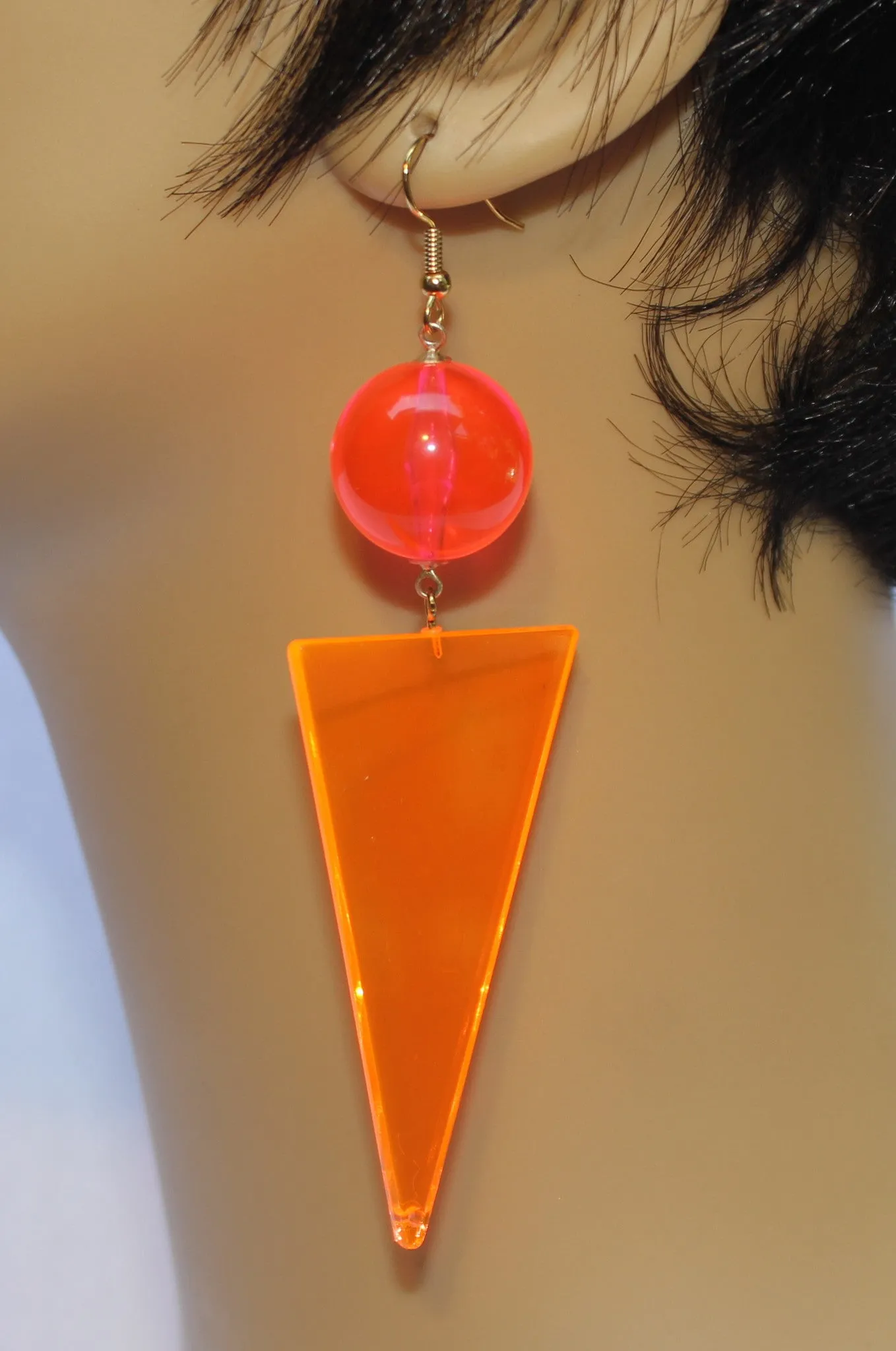 Neon Mod Ball and Triangle Earrings