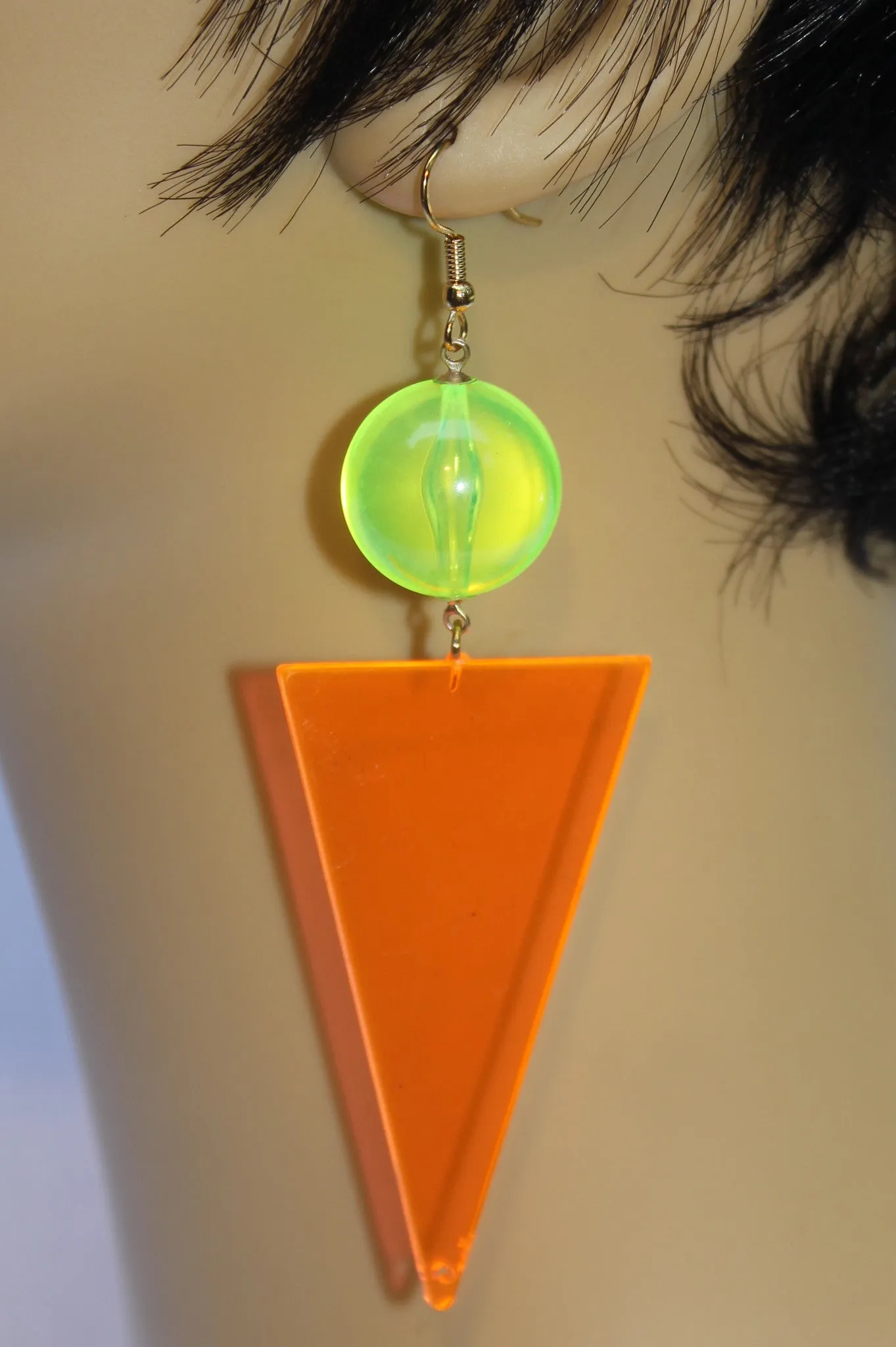 Neon Mod Ball and Triangle Earrings