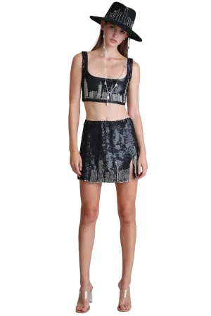 New York Sequin Crop Top