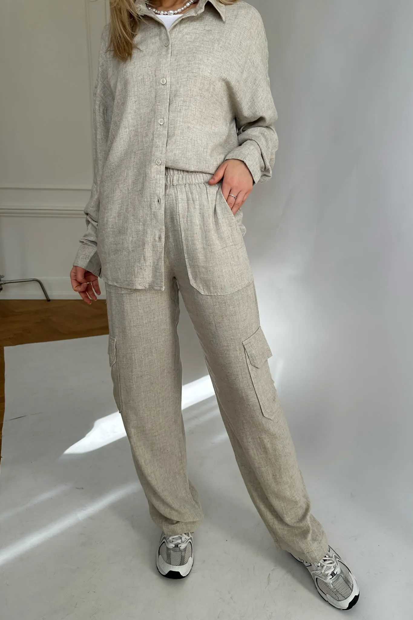 NMLeilani Cargo Bukser - Beige Hør