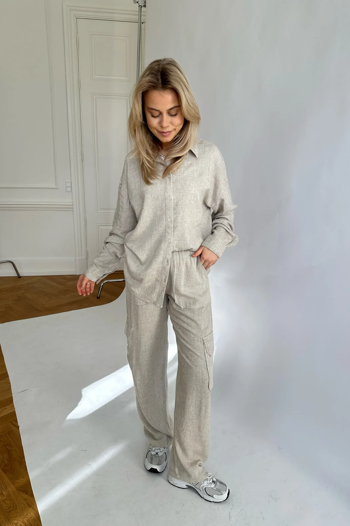 NMLeilani Cargo Bukser - Beige Hør