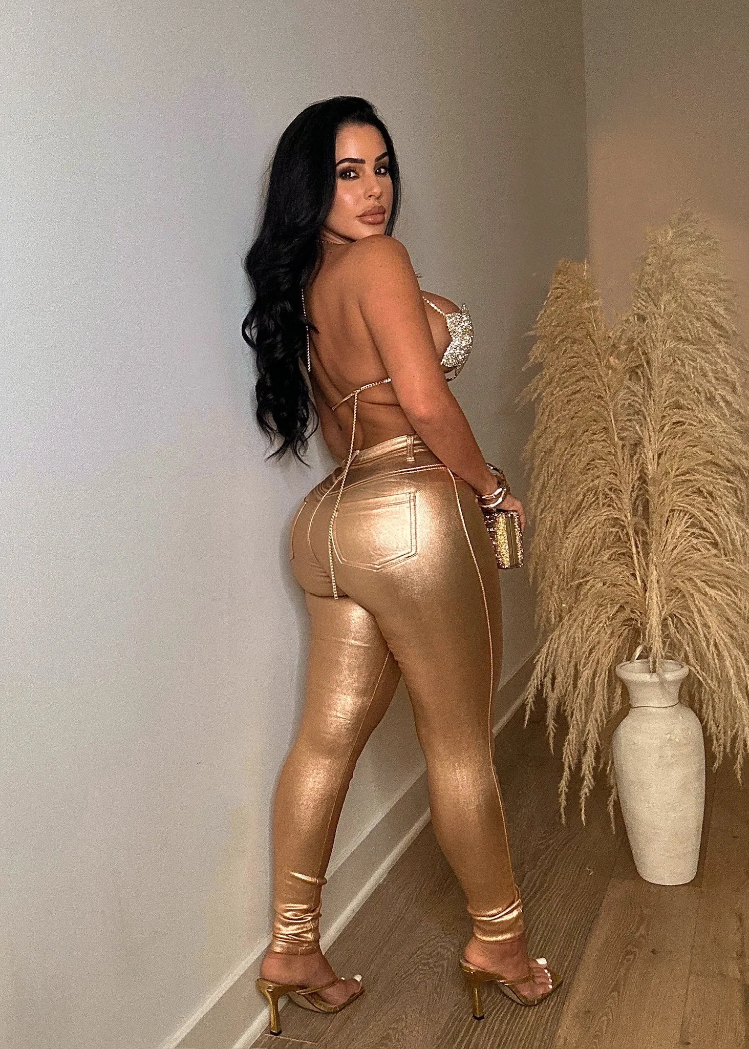 No Control Top Rhinestones Gold