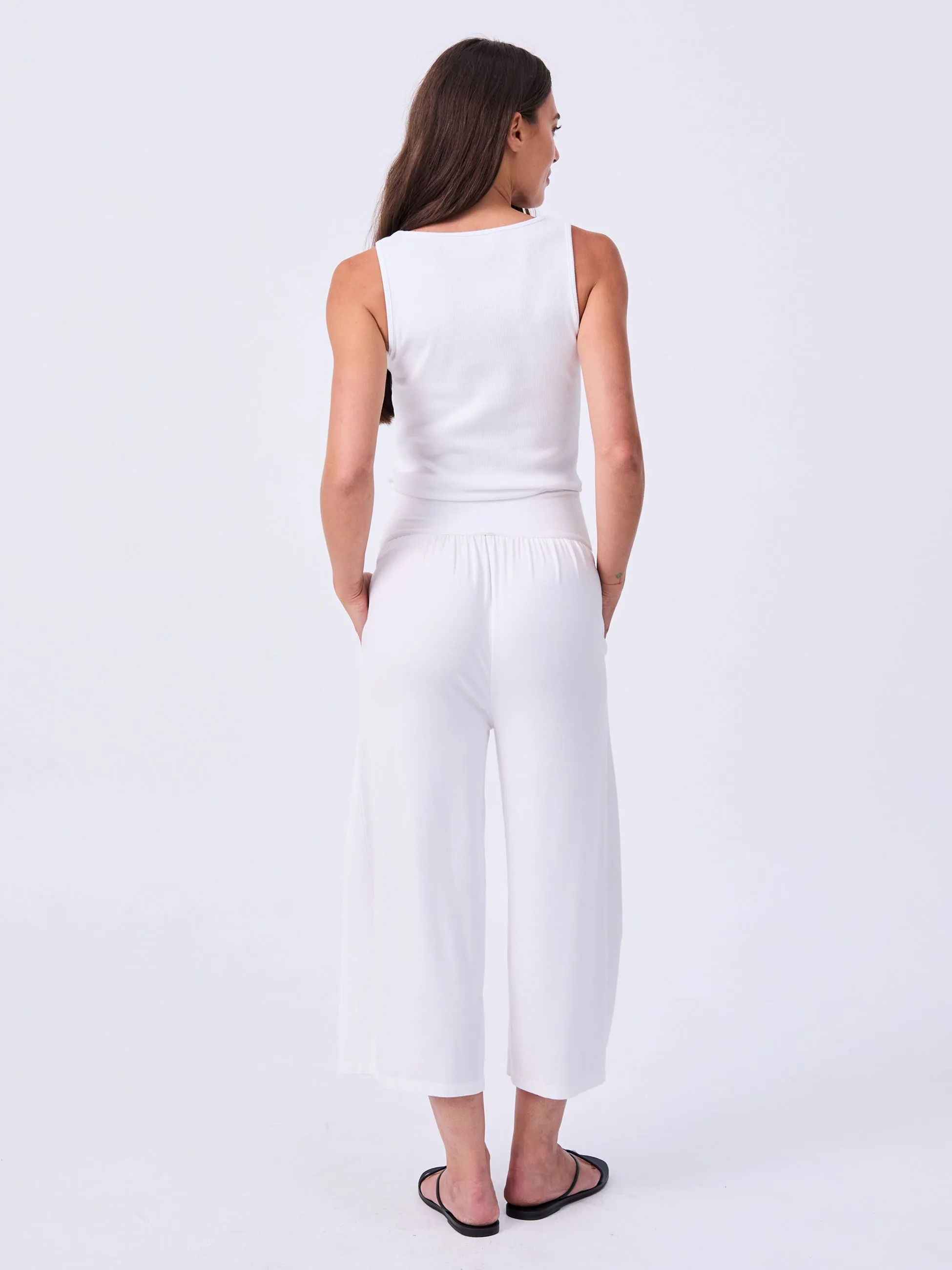 Nomad Modal Wide Leg Pant 7/8 - White