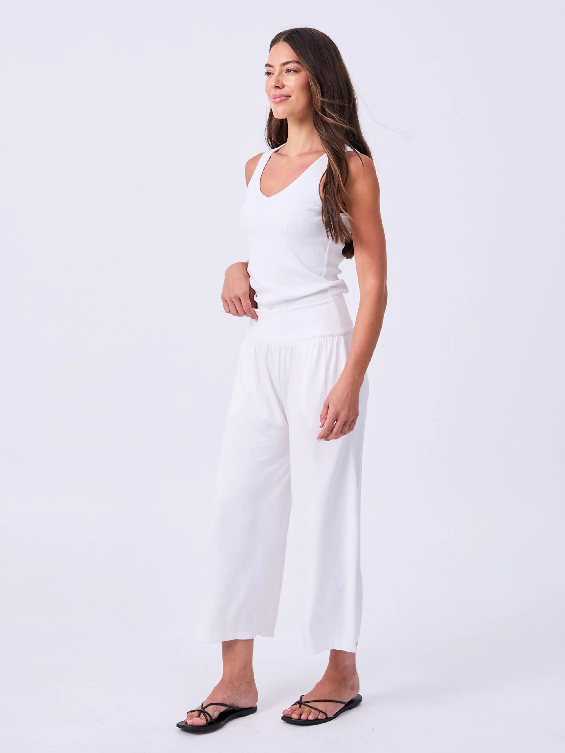 Nomad Modal Wide Leg Pant 7/8 - White