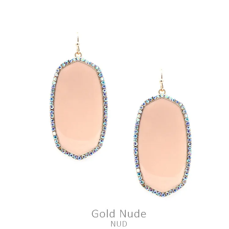 Nude Oval Earrings with bling trim