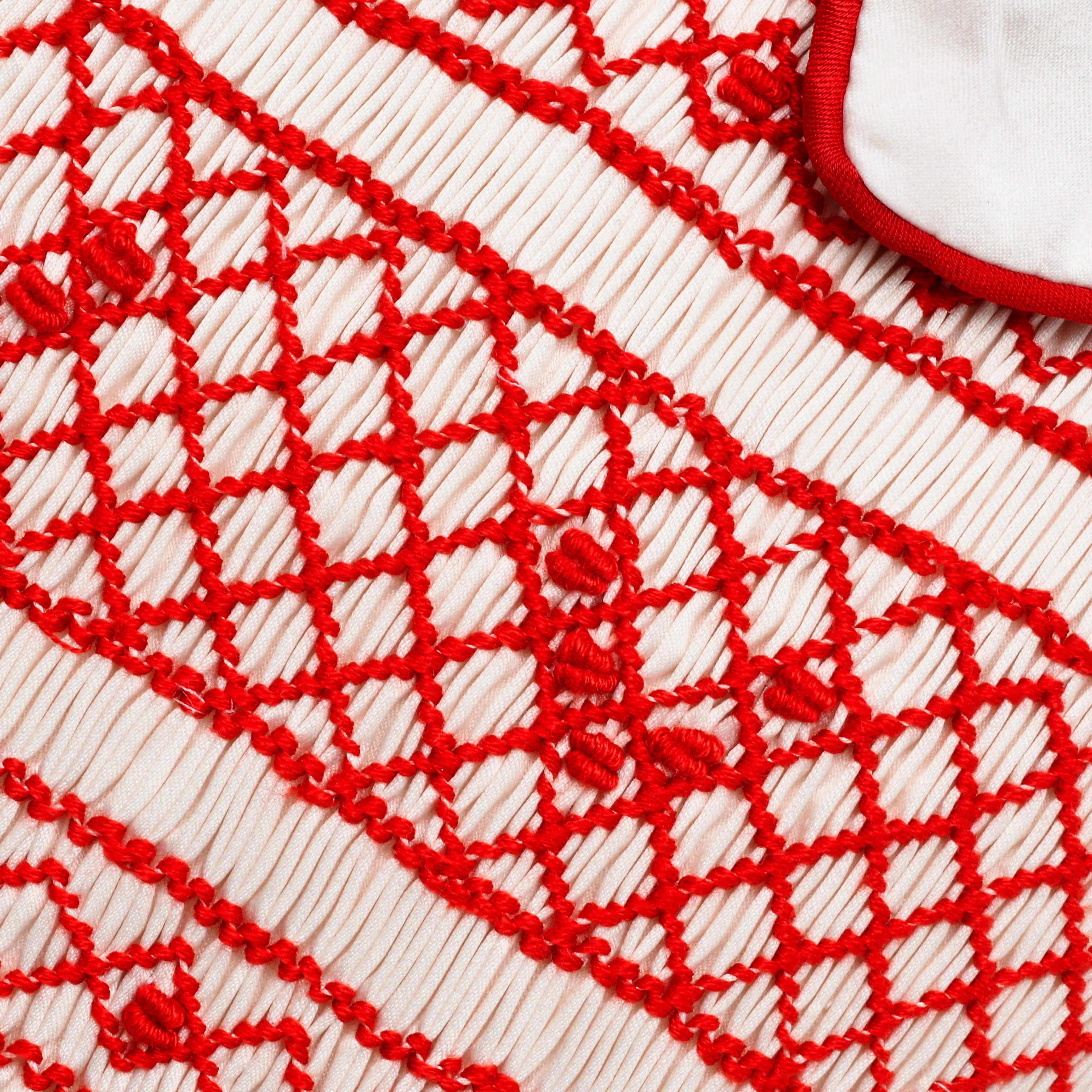 Ocean Baby Cream & Red Satin Buster Suit (NB-3Yr)