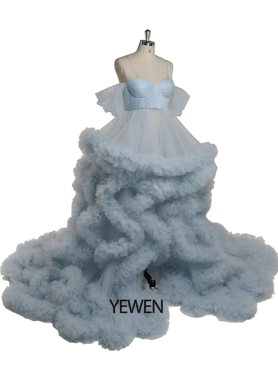 Off The Shoulder Maternity Gowns for Photo Shoot Pregnancy Photography Robe Baby Shower Dress YW220108