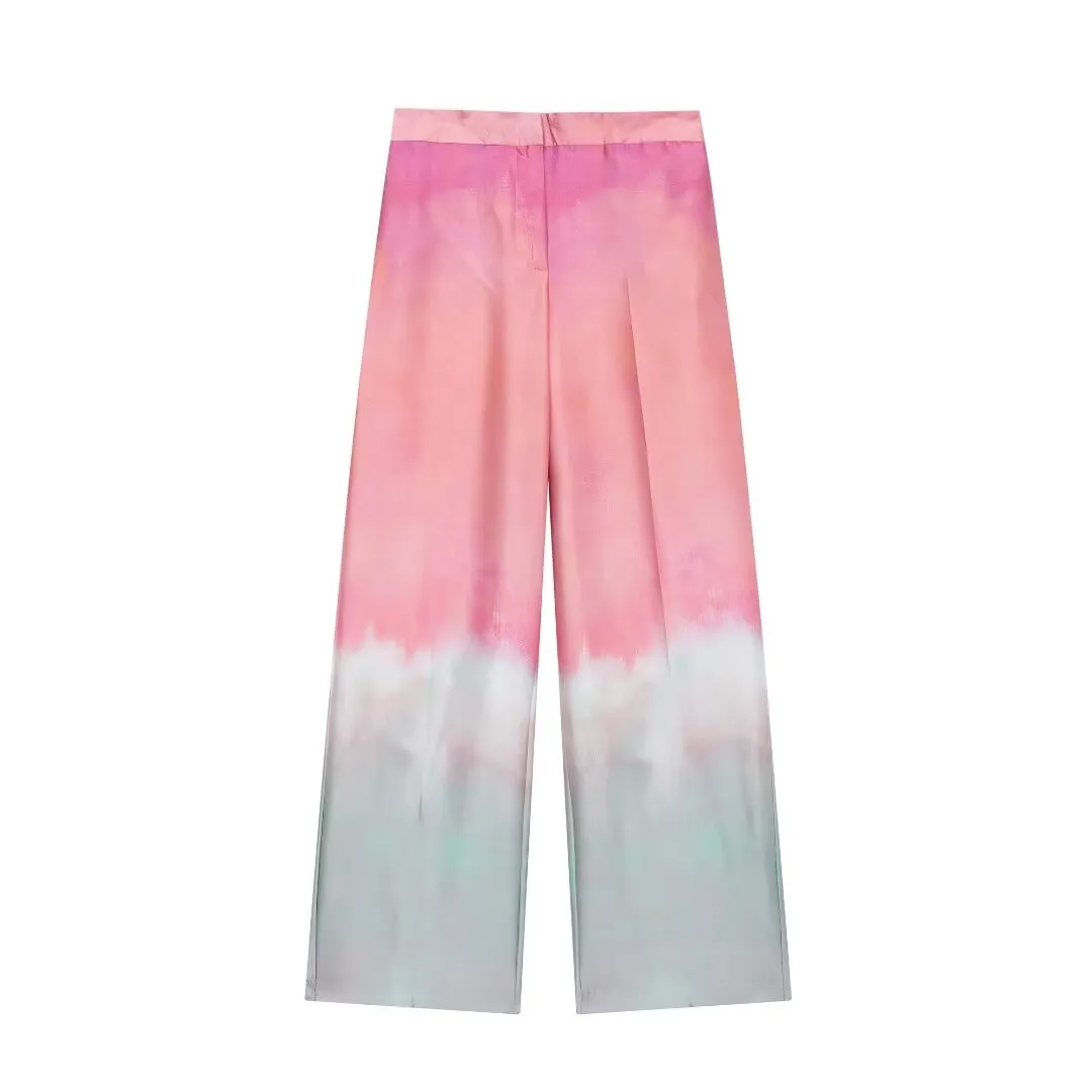 Ombre Satin Button Down and Pants Set
