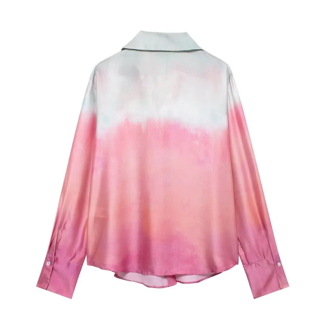 Ombre Satin Button Down and Pants Set