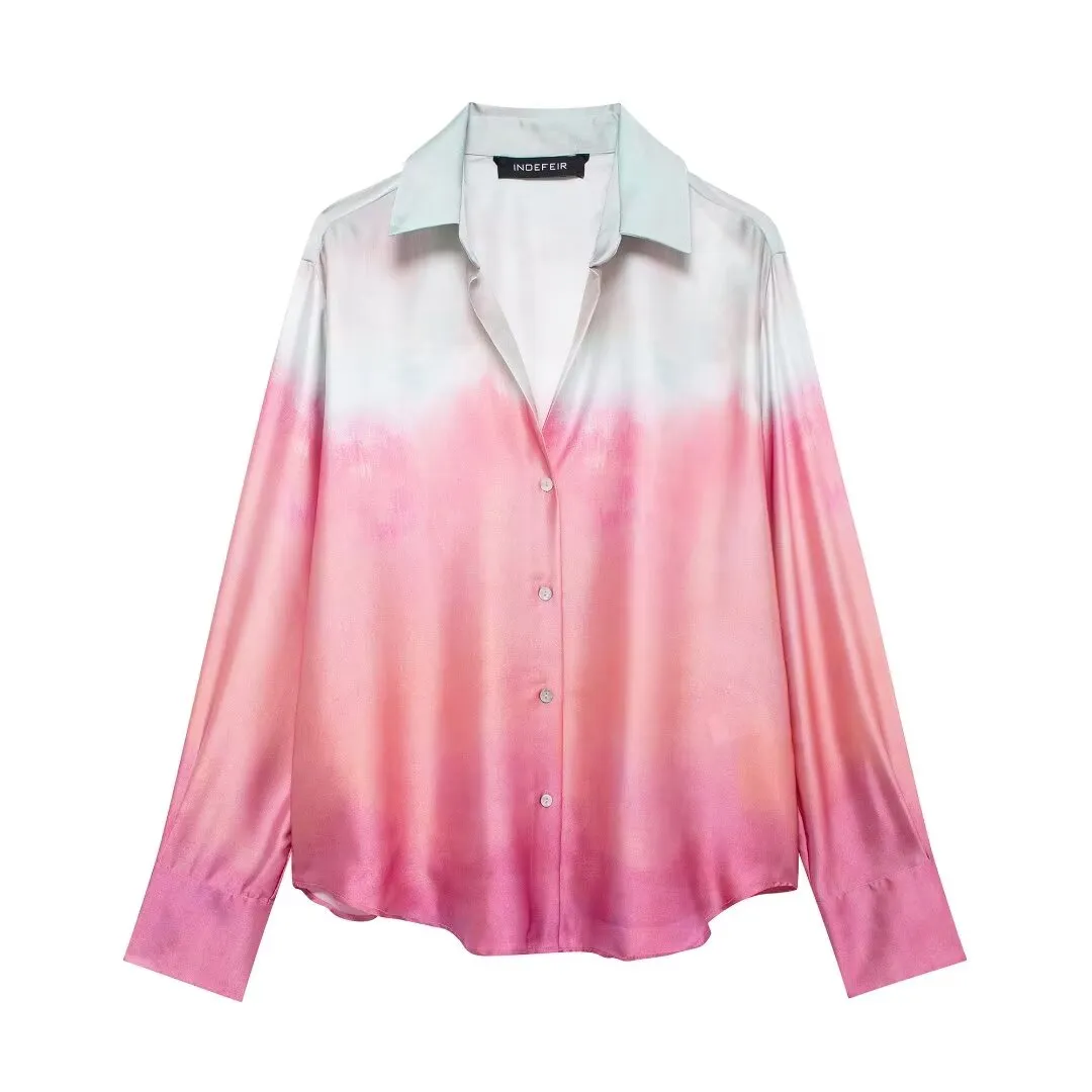 Ombre Satin Button Down and Pants Set