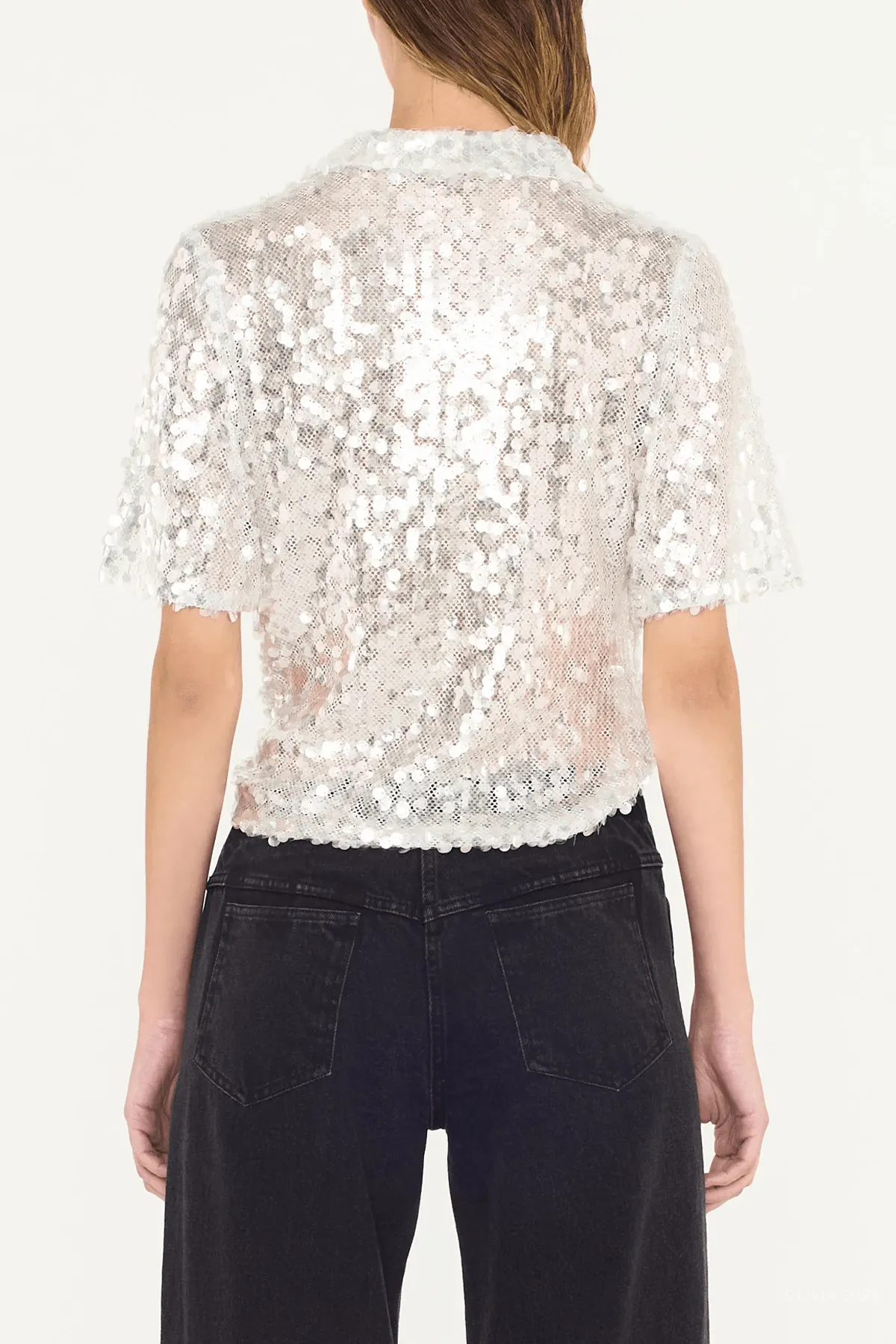 Opaline Sequin Polo in Glisten Clear