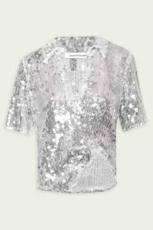 Opaline Sequin Polo in Glisten Clear