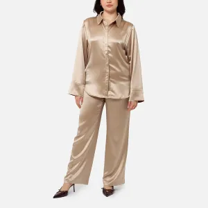 Pantalón de vestir   Camisa de botones de Satin (Champagne)