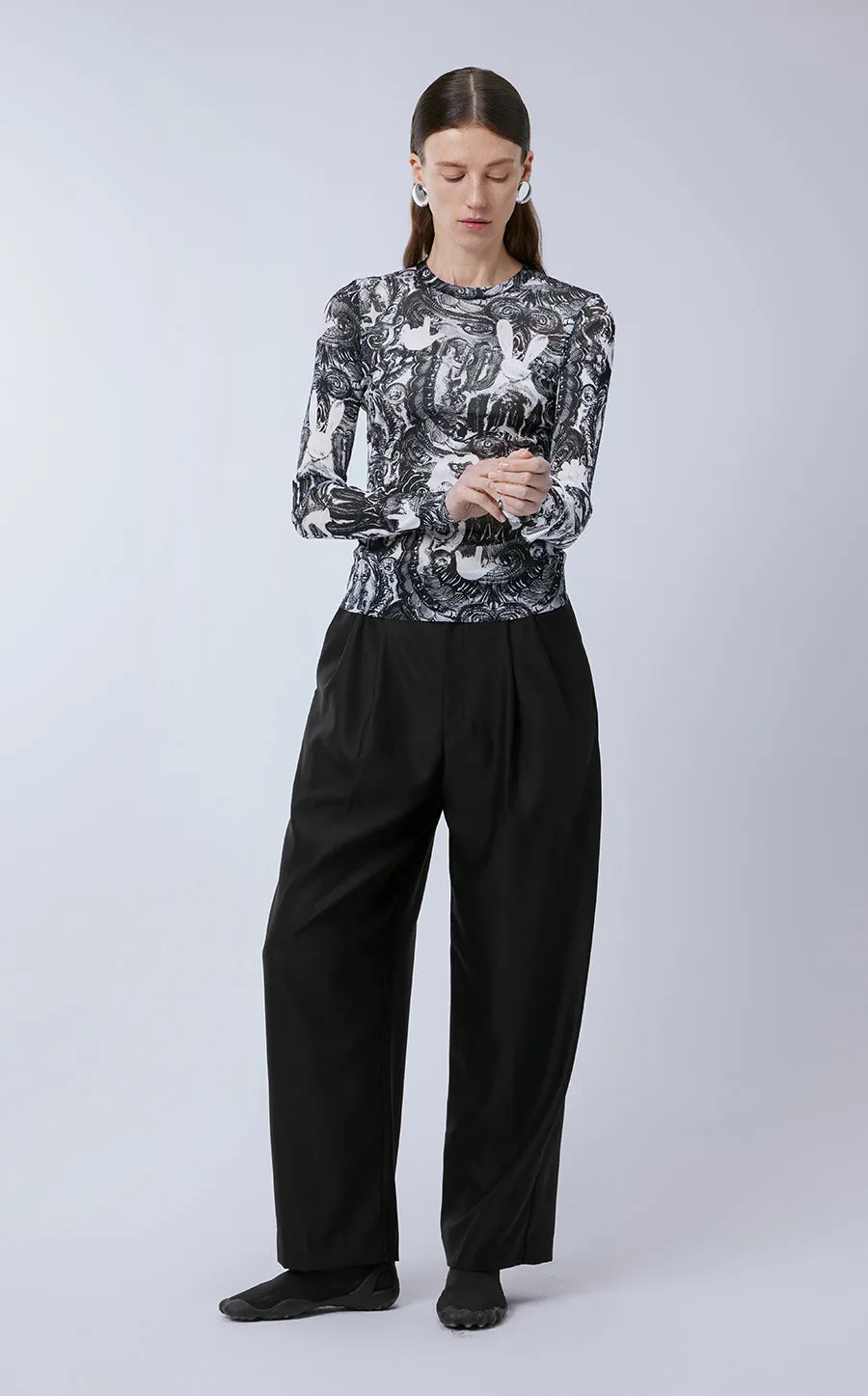 Pants / JNBY Wool Elastic Waist Wide Leg Pants