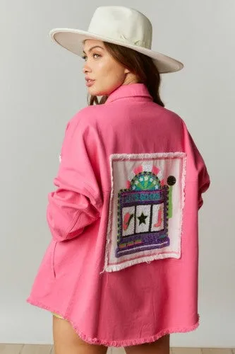 Pink Slot Machine Sequin Patch Jacket