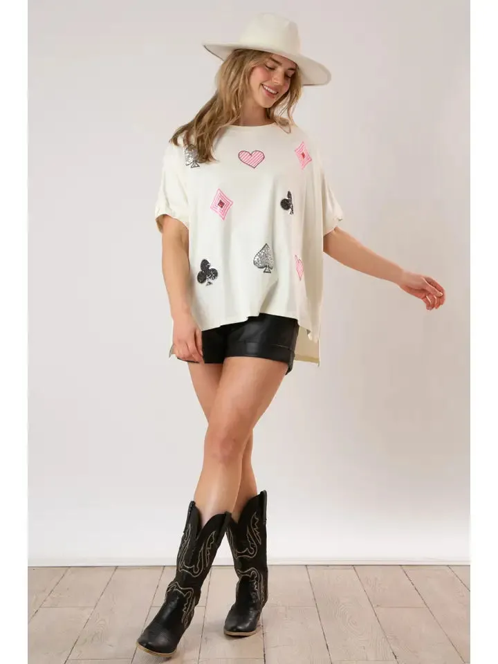 Poker Patch Play Tee in Cream