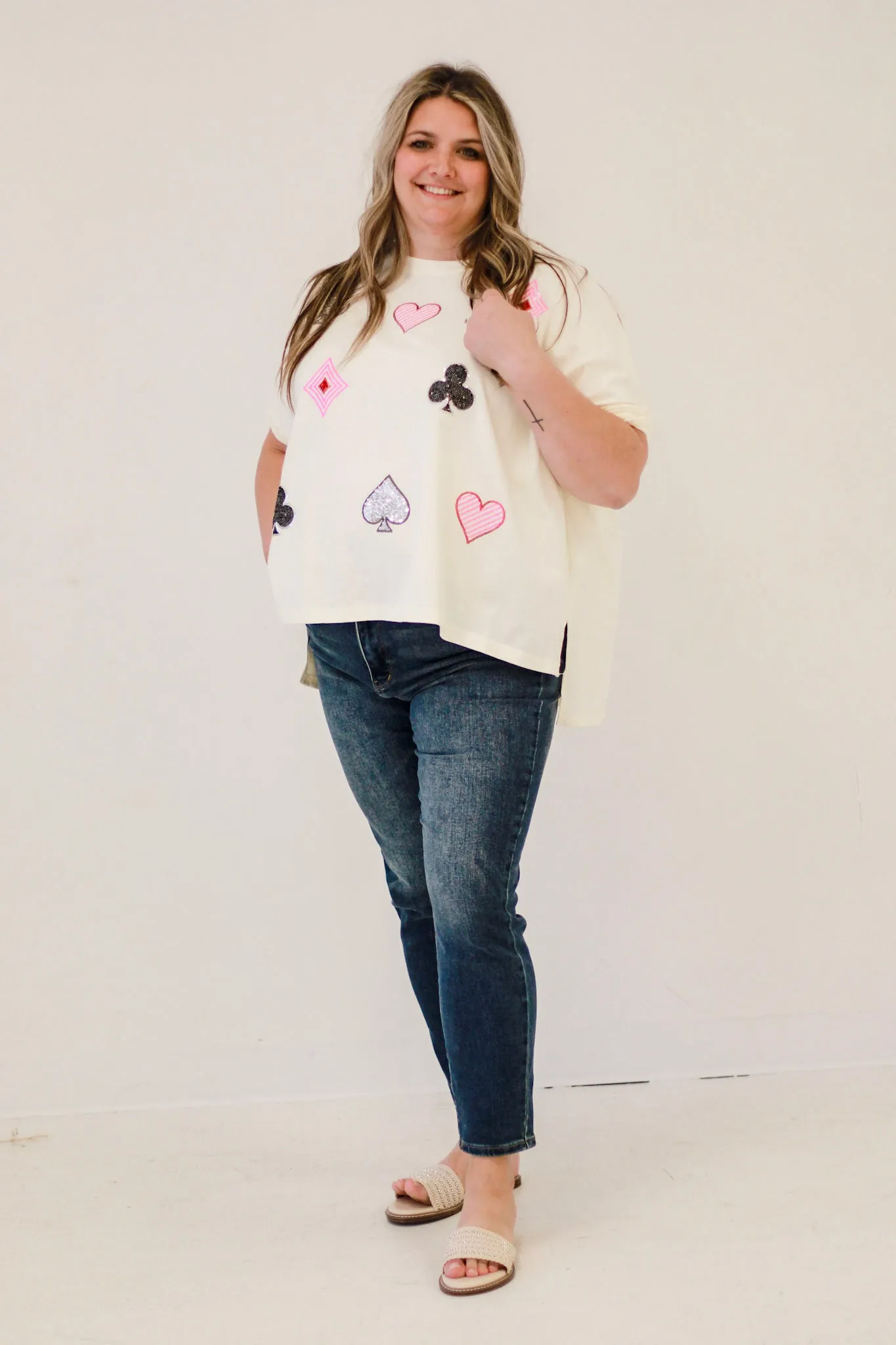 Poker Patch Play Tee in Cream