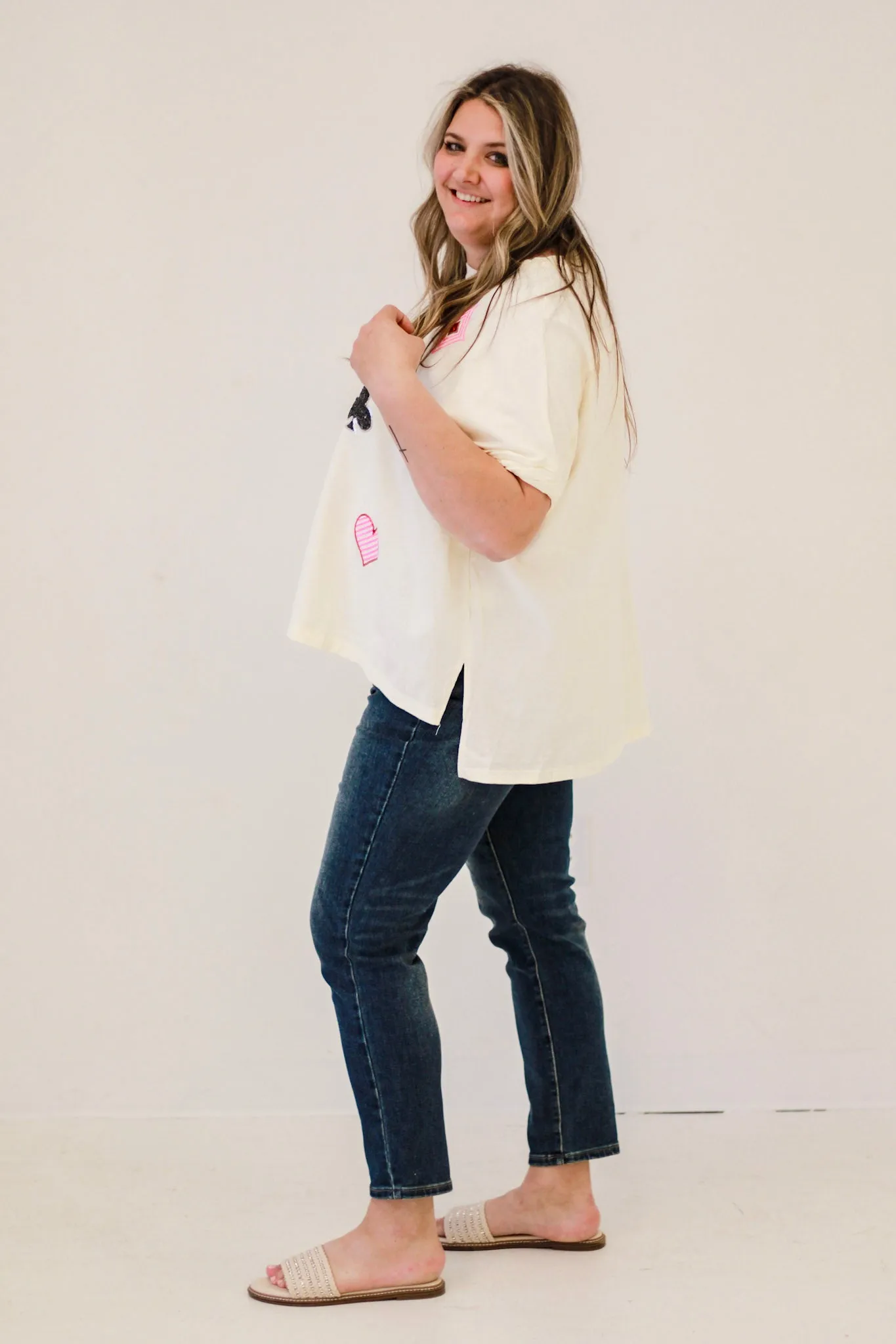 Poker Patch Play Tee in Cream