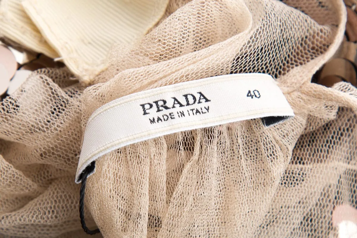 Prada Silver Sequin Long Sleeve Blouse SZ 40