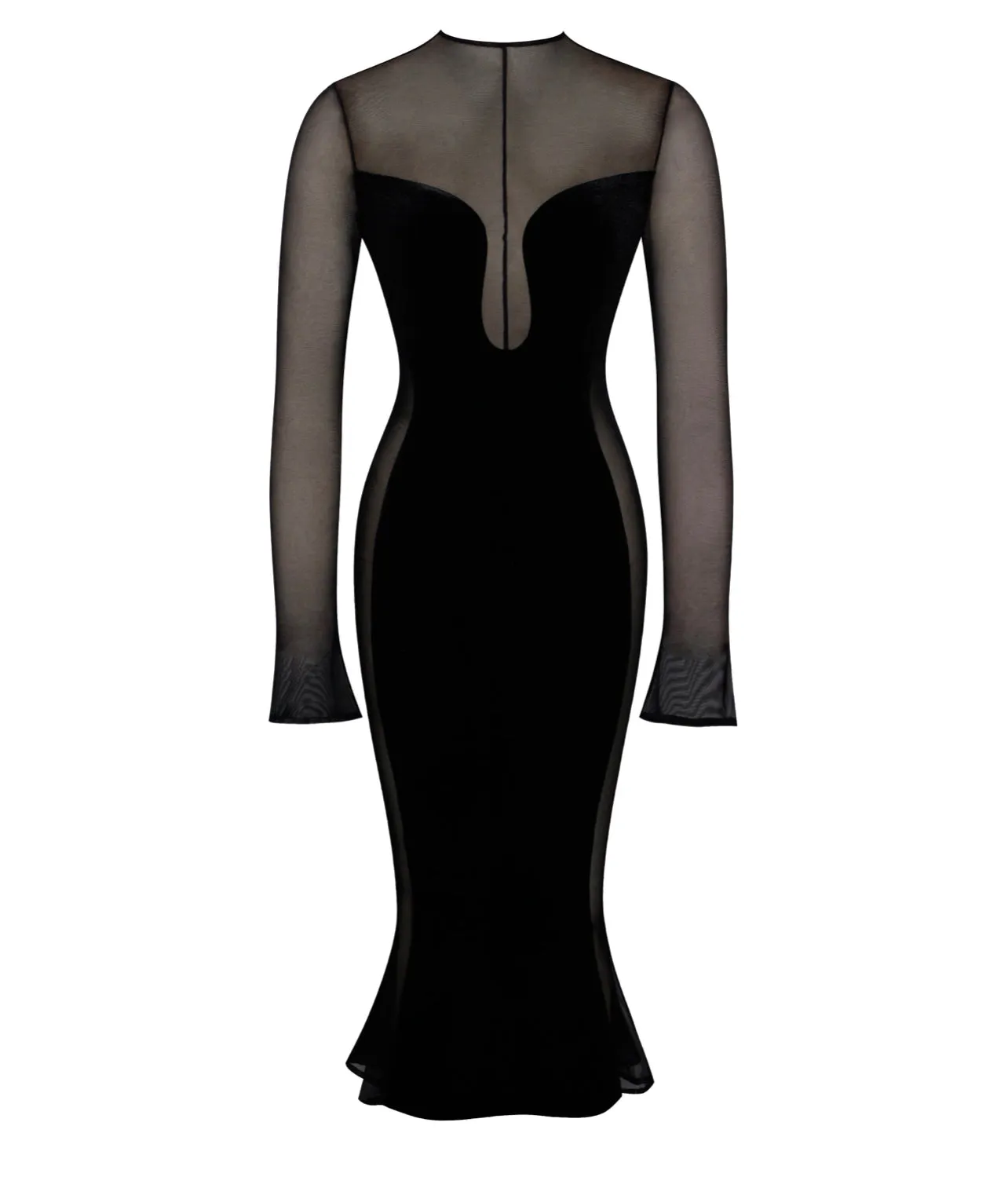 PRE-ORDER Sulara Velvet Cut Out Mesh Midi Gown