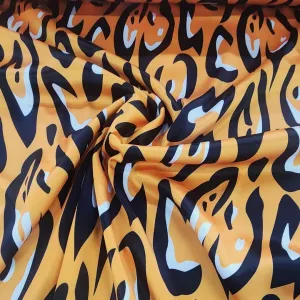 Printed Milano Satin Leopard Fabric Orange 150 cm