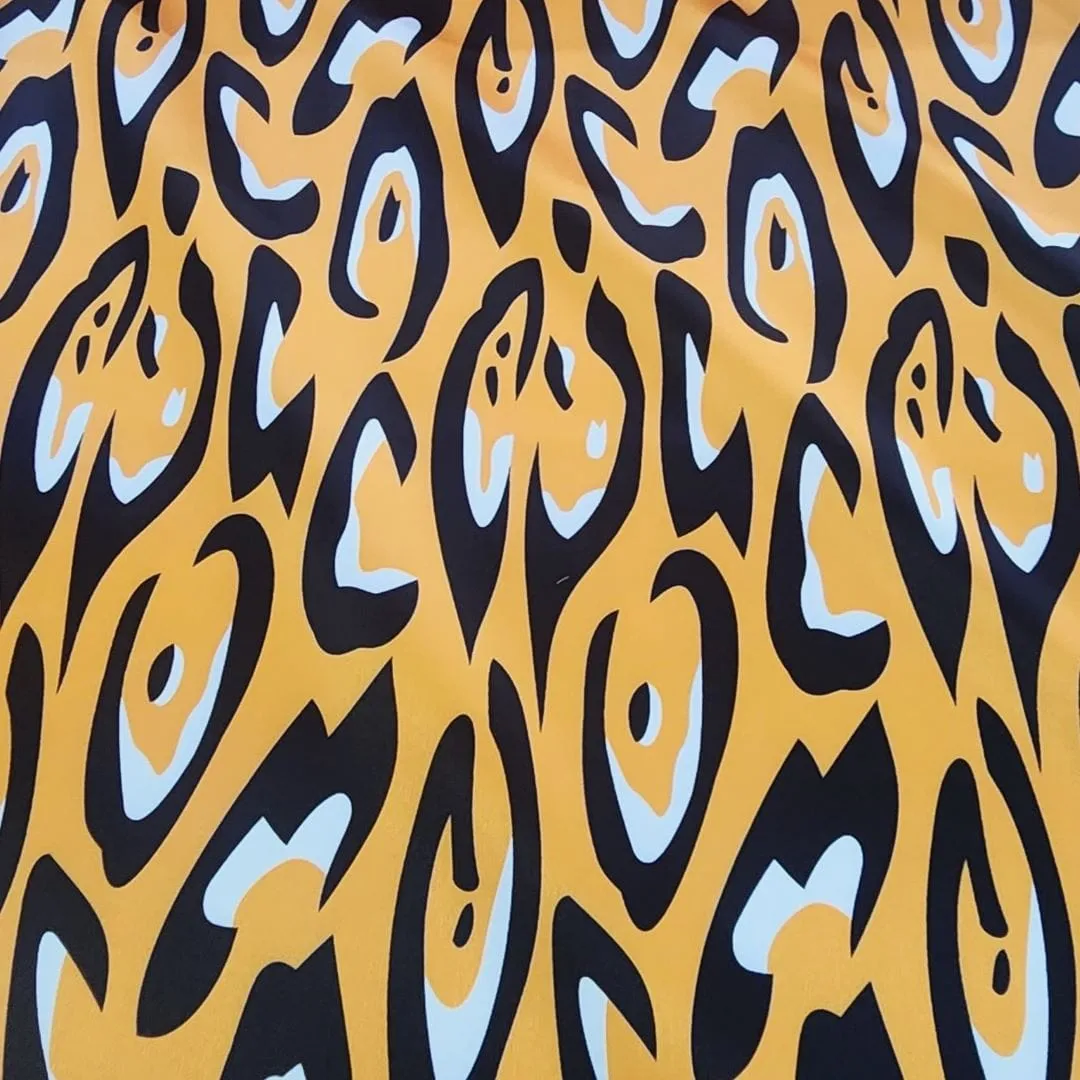 Printed Milano Satin Leopard Fabric Orange 150 cm