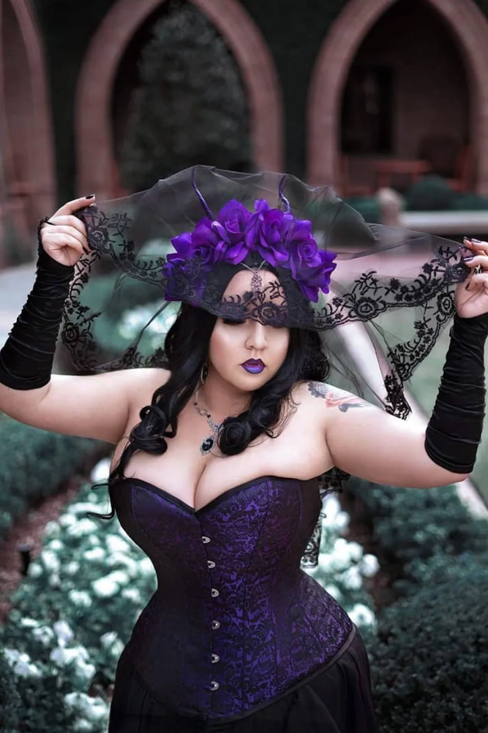Purple Brocade Expert Waist Training Overbust Corset