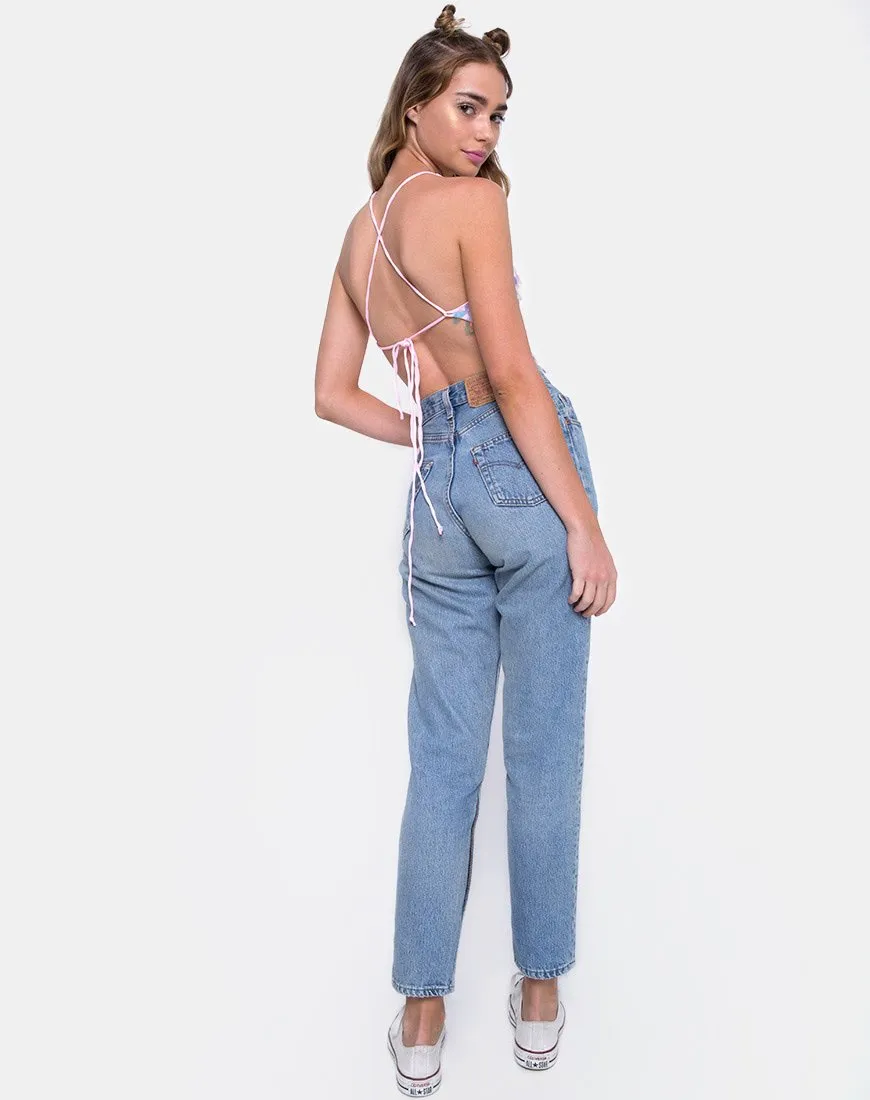 Quartz Crop Top in Opal Unicorn Sequin Pink