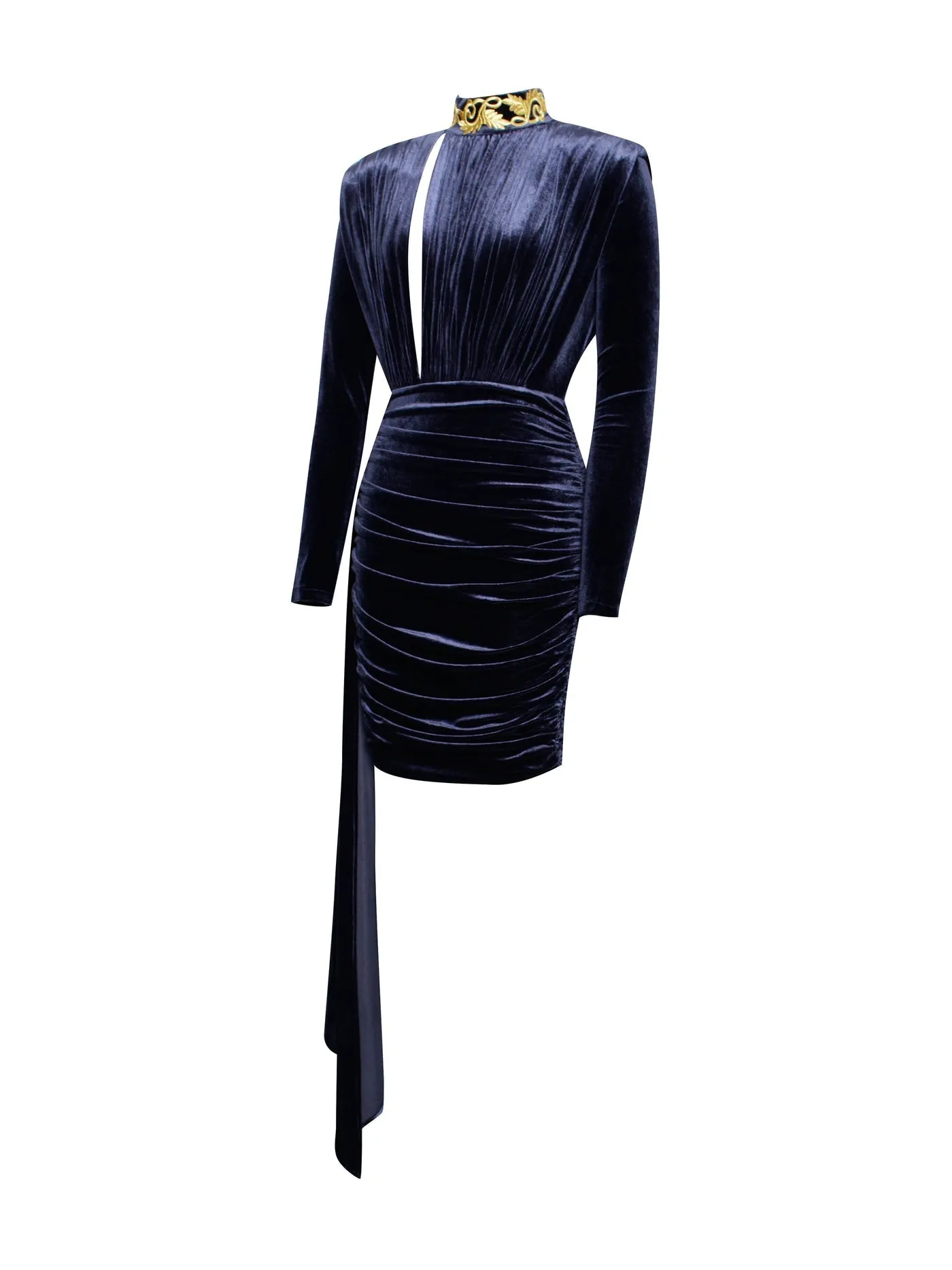 "ANGELICA" LONG SLEEVE DRAPING VELVET DRESS