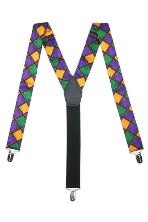 "Mardi Gras Harlequin" Suspenders