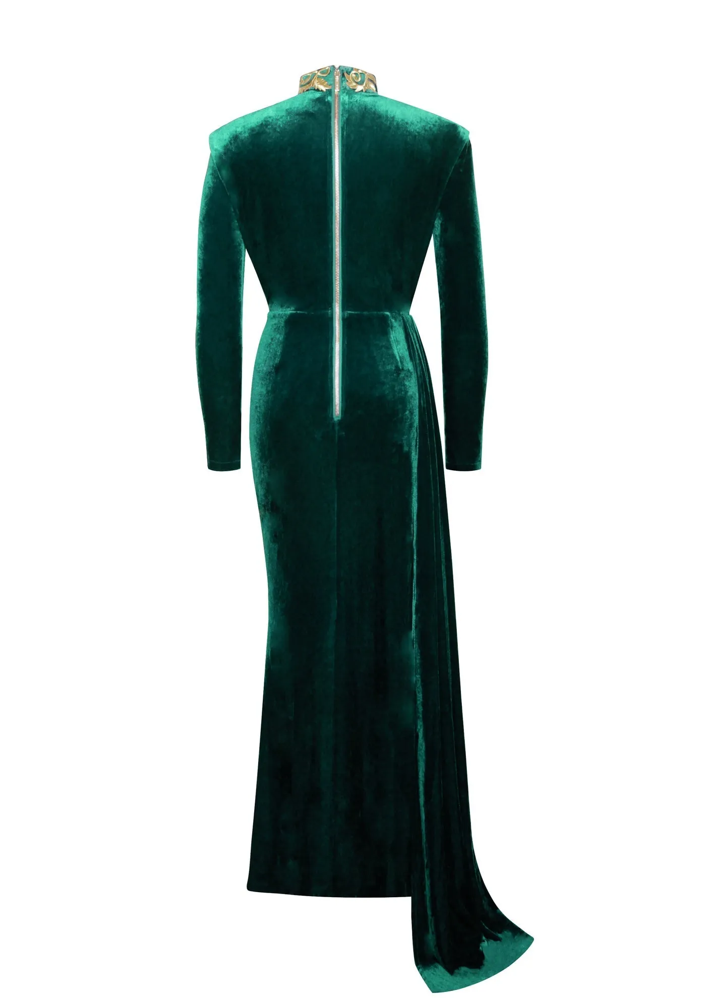 "MILLIE" EMERALD GREEN LONG SLEEVE VELVET GOWN