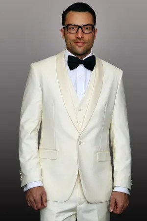 "Theo" Off-White 1-Button Shawl Tuxedo (4-Piece Set)