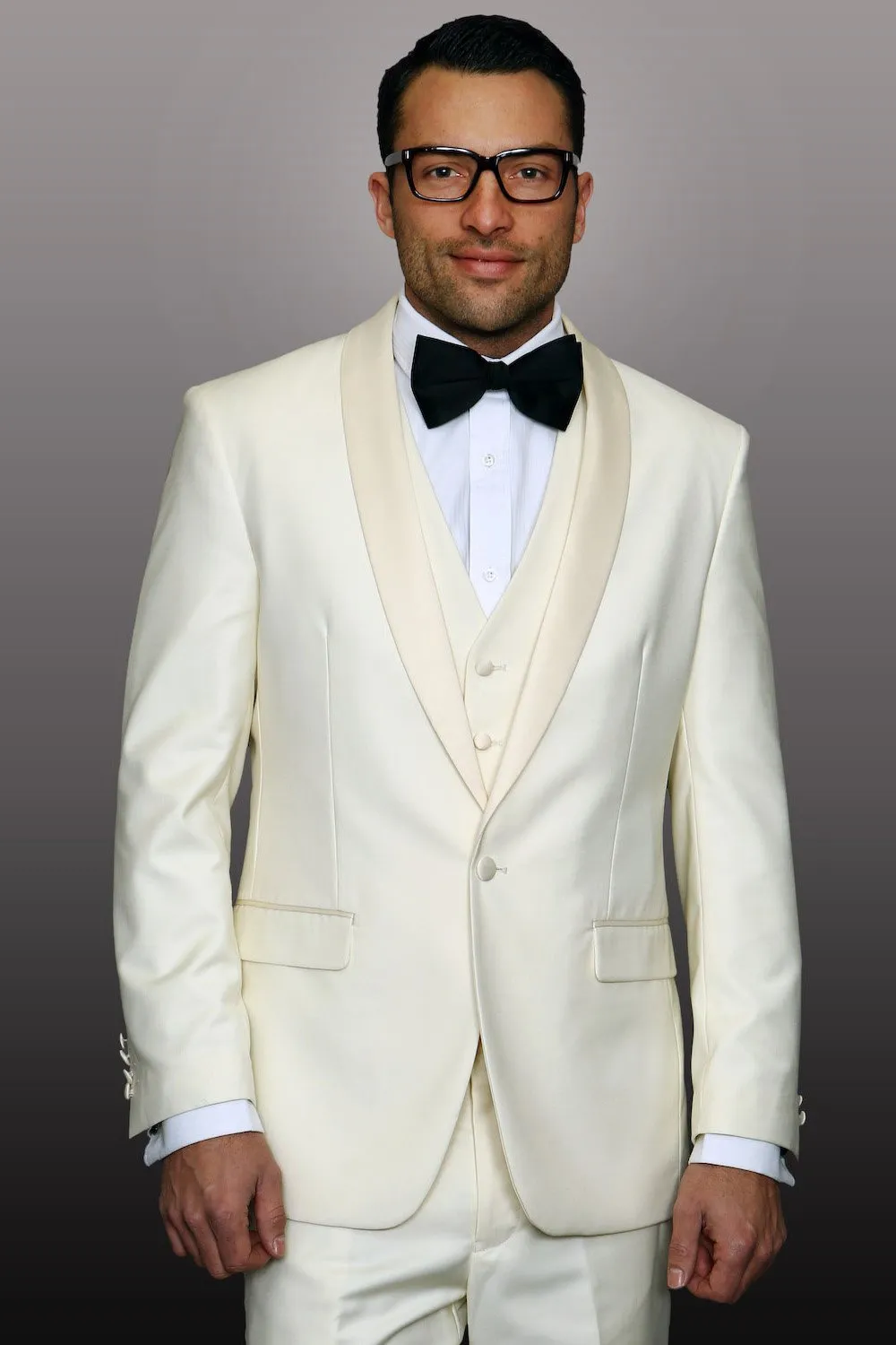 "Theo" Off-White 1-Button Shawl Tuxedo (4-Piece Set)