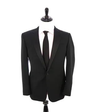 RALPH LAUREN BLACK LABEL - Peak Lapel Black Tuxedo Suit With Side Tabs - 40L