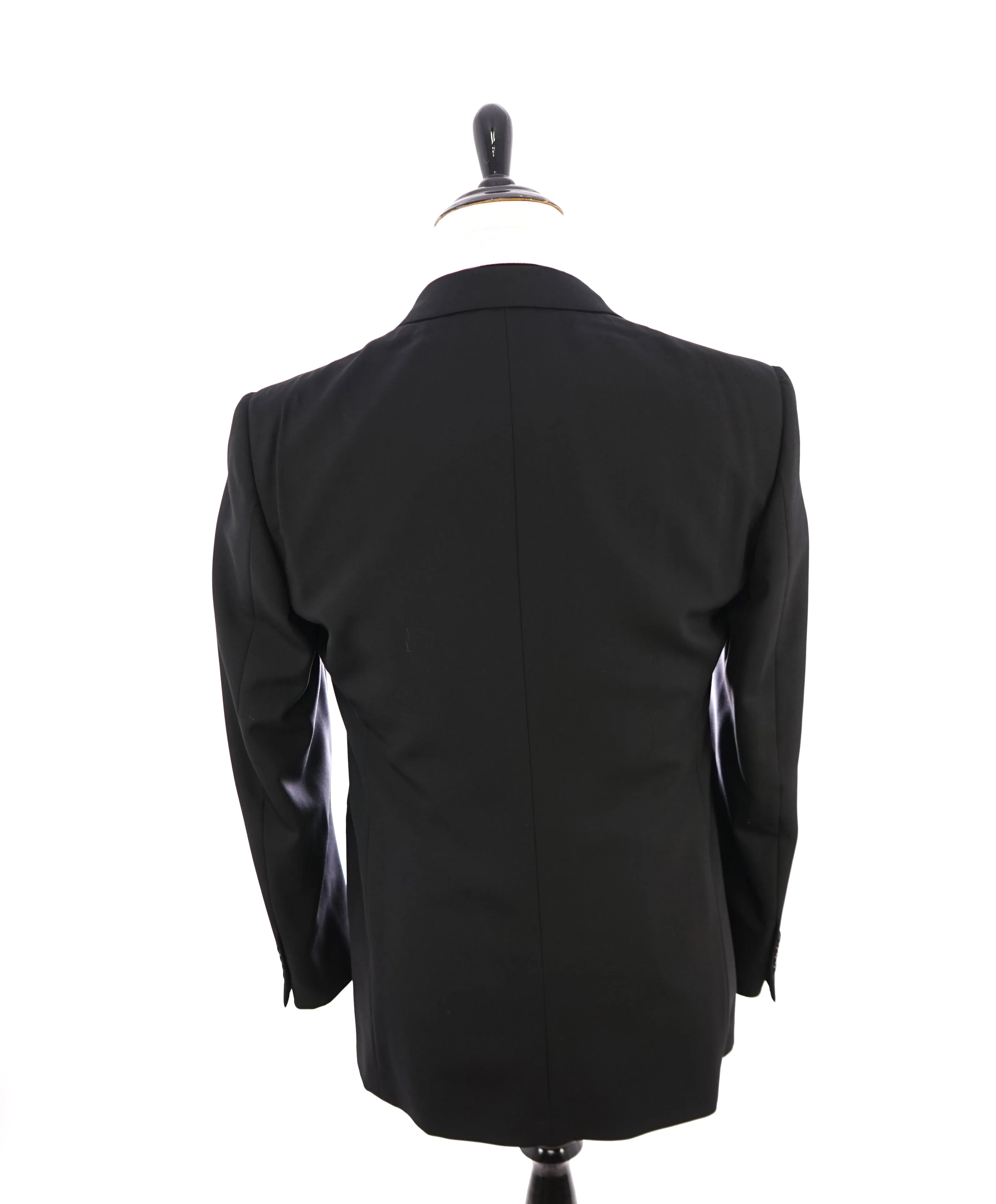 RALPH LAUREN BLACK LABEL - Peak Lapel Black Tuxedo Suit With Side Tabs - 40L