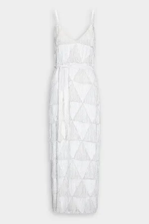Rebecca Dress in White Fringe