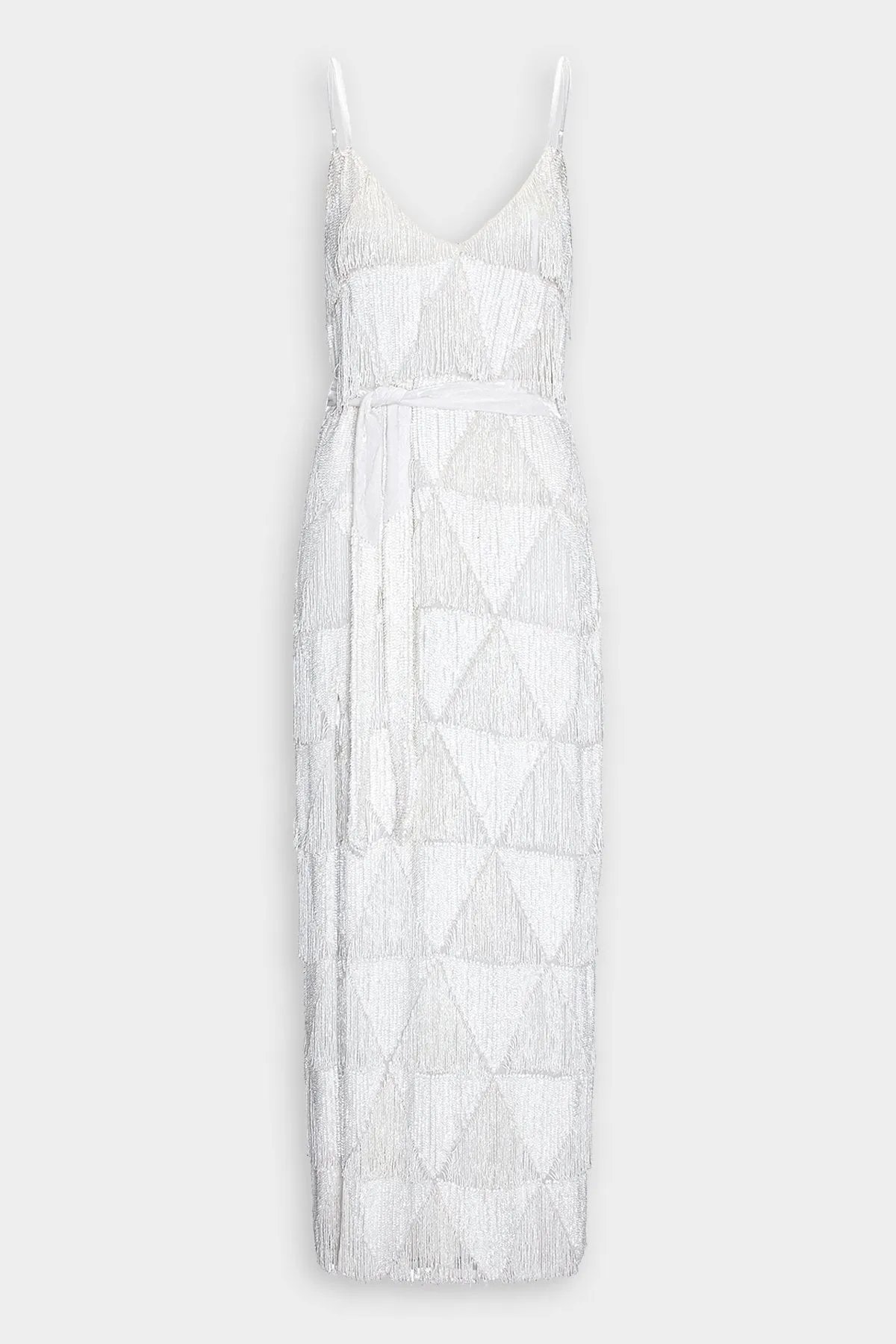 Rebecca Dress in White Fringe
