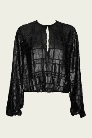 Reis Sequin Long Sleeve Top in Black