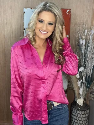 Rhinestone Blouse - Fuchsia