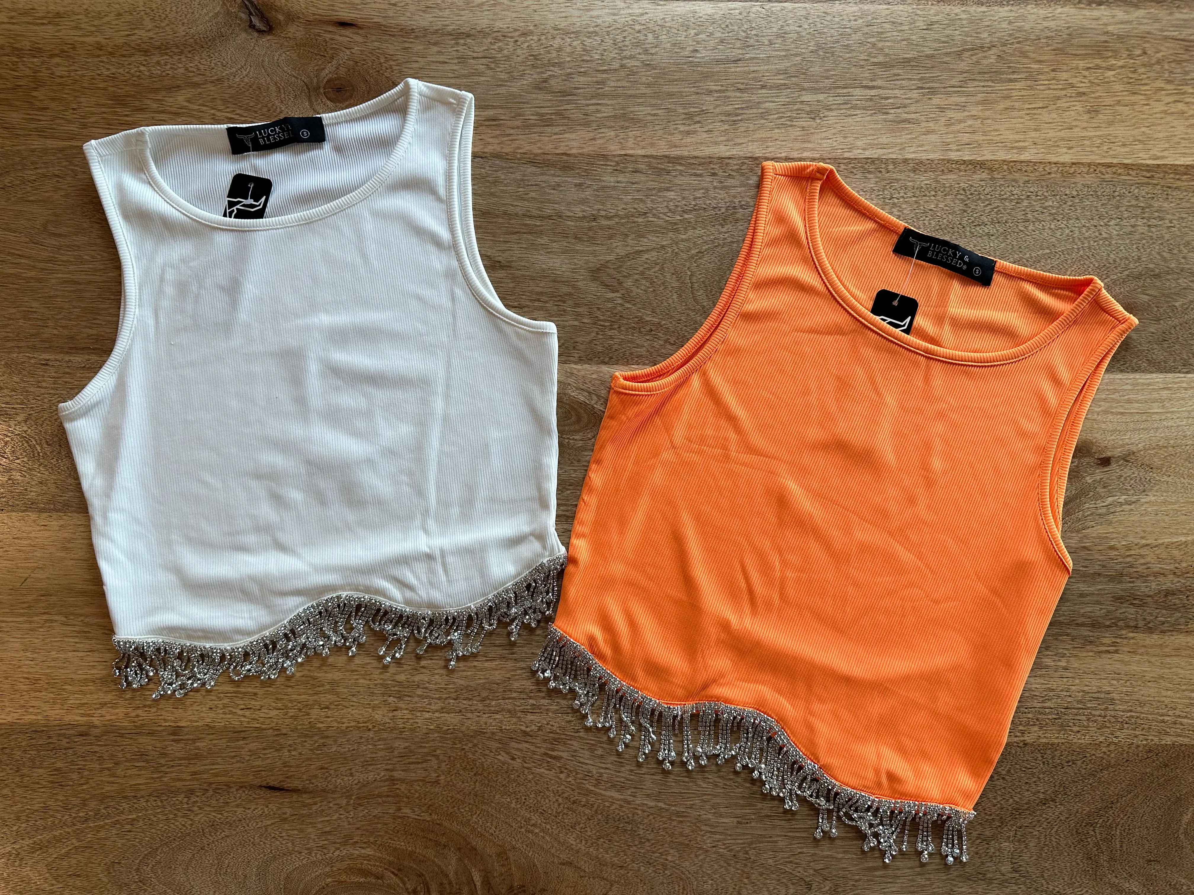 Rhinestone Dreamer Crop - White
