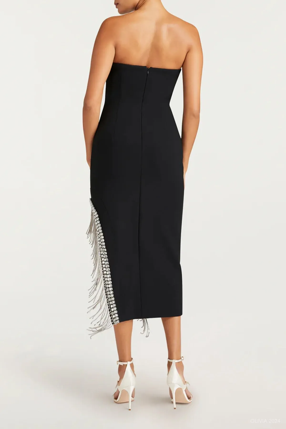 Rhinestone Fringe Sammy Dress in Black