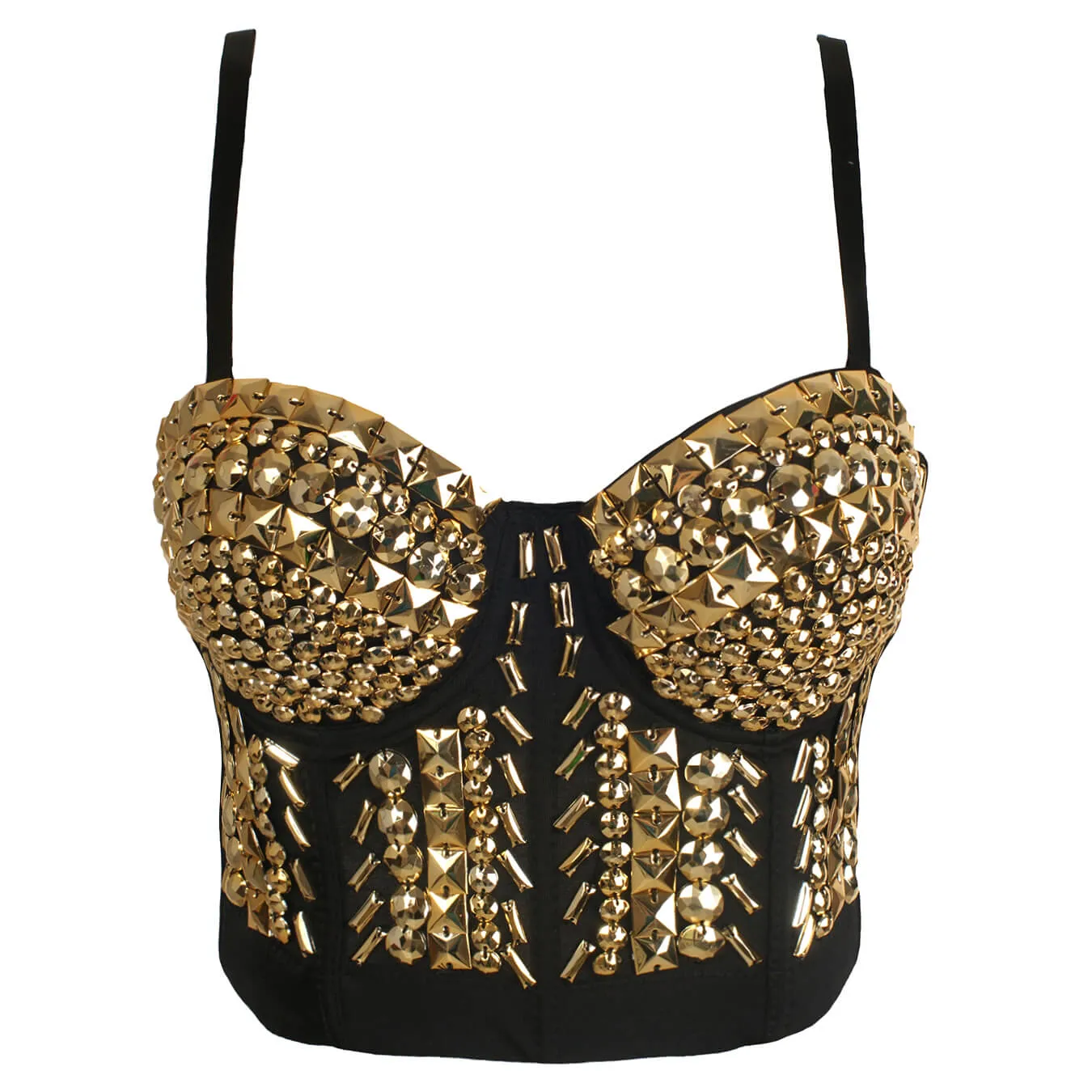Rhinestone Pearls Night Club Party Bustier Crop Top