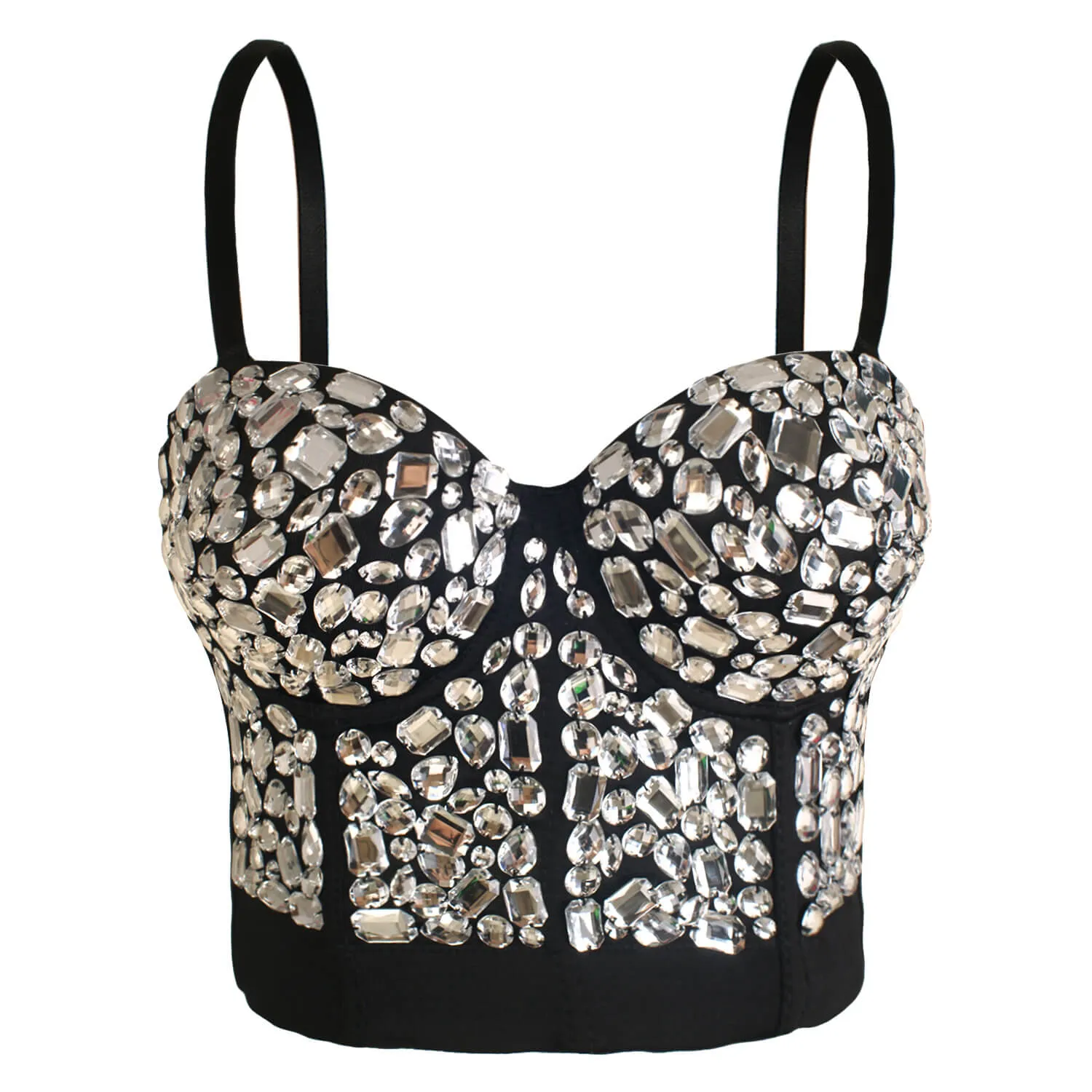 Rhinestone Pearls Night Club Party Bustier Crop Top