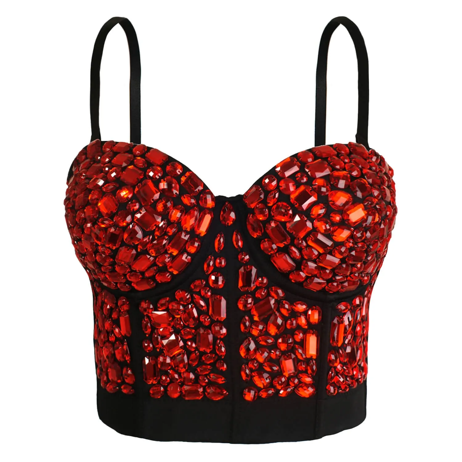 Rhinestone Pearls Night Club Party Bustier Crop Top