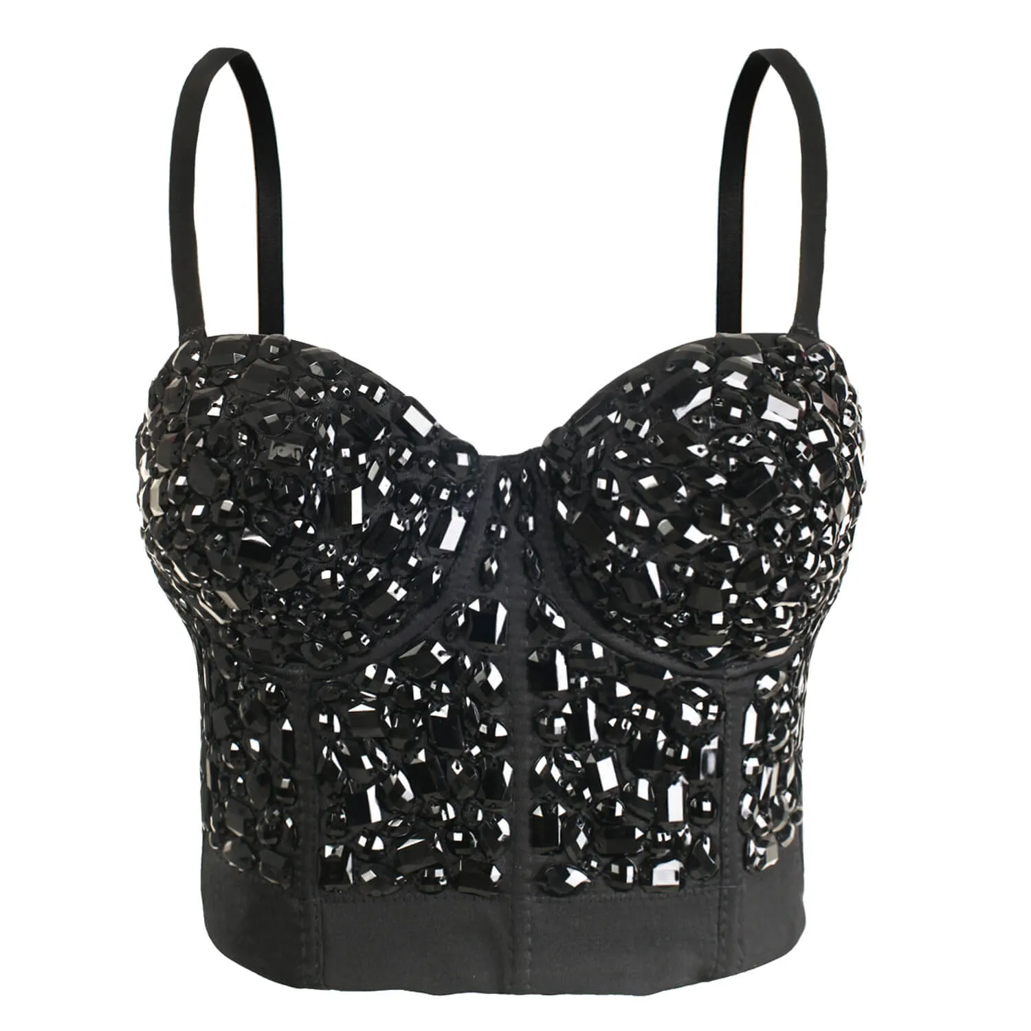 Rhinestone Pearls Night Club Party Bustier Crop Top